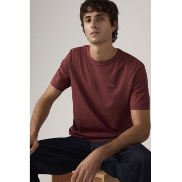 Tricou uni de bumbac cu aplicatie logo discreta - Rosu inchis -