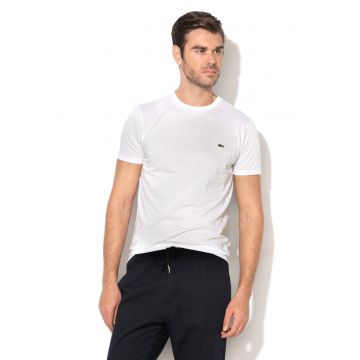Tricou de bumbac pima cu decolteu la baza gatului