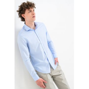 Camasa slim fit de lyocell cu mansete cu nasturi - Albastru pastel