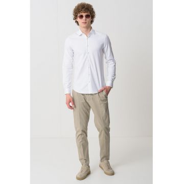 Camasa slim fit din amestec de bumbac organic - Alb optic