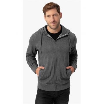 Hanorac cu gluga barbati - cu fermoar - buzunare - regular fit -  B-Fog - gri melange - Gri melange