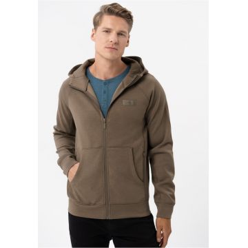 Hanorac cu gluga - cu fermoar - cu buzunare aplicate - regular fit -  B-Andre - maro - Maro