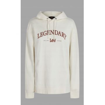 Hanorac  Legendary - crem - bumbac - croiala clasica - imprimeu logo bordo -