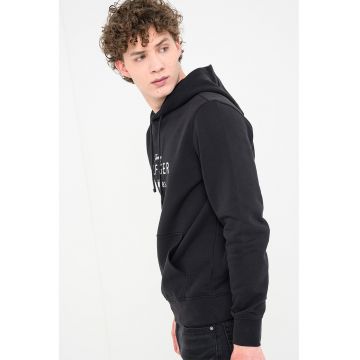 Hanorac slim-fit cu imprimeu logo - Negru