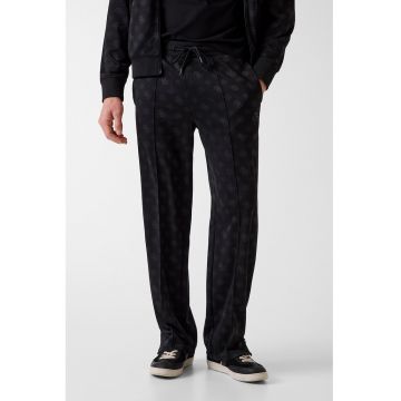Pantaloni de trening cu croiala dreapta - monograma si snur - Negru