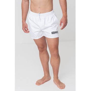 Pantaloni scurti de baie cu logo si snur - Alb optic