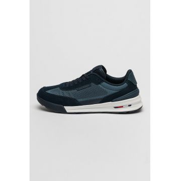 Pantofi sport de material textil cu captuseala de piele intoarsa - Albastru prafuit/Bleumarin