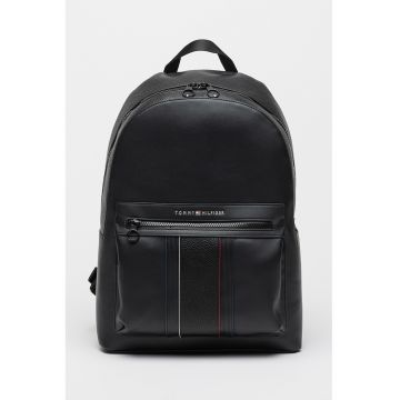 Rucsac de piele ecologica cu buzunar cu fermoar - Negru