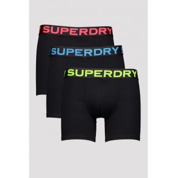 Set de boxeri cu banda logo in talie - 3 perechi - Negru/Roz aprins/Albastru royal/Verde electric