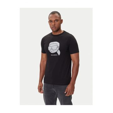 Tricou barbati  imprimeu - negru - bumbac