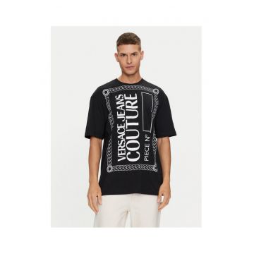 Tricou barbati  logo contrastant - Negru