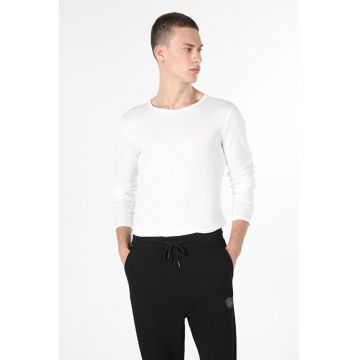 Tricou Cu Maneca Lunga De Barbati Alb Slim Fit - White
