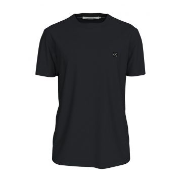 Tricou de bumbac cu decolteu la baza gatului - Negru