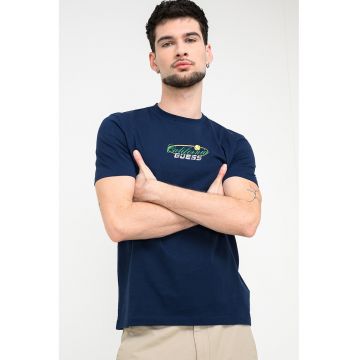 Tricou din bumbac cu logo - Bleumarin