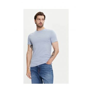 Tricou elastic din bumbac cu model uni -