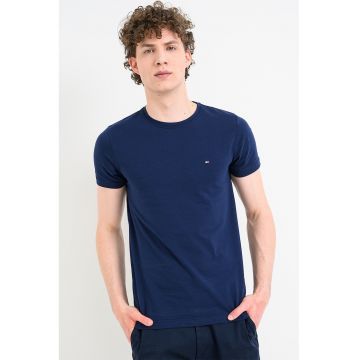 Tricou elastic slim fit - Albastru ultramarin