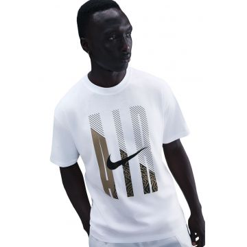 Tricou lejer din bumbac cu decolteu la baza gatului - Alb