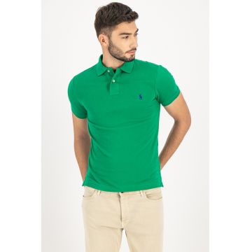 Tricou polo slim fit cu logo Core - Verde