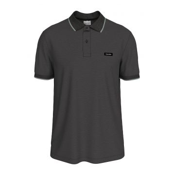Tricou polo slim fit din material pique - Negru