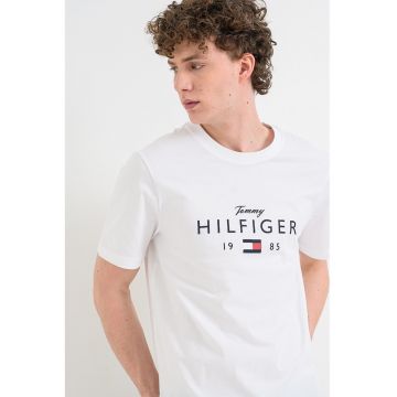 Tricou regular fit cu imprimeu logo - Alb
