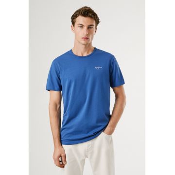 Tricou slim fit cu logo discret - Albastru royal