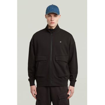 Bluza de trening din bumbac organic cu buzunare cu clapa - Negru