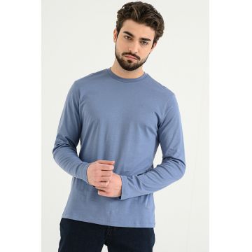 Bluza uni din bumbac - Albastru pastel