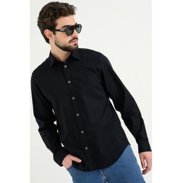 Camasa din amestec de in si bumbac - Negru