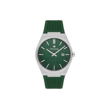 Ceas barbatesc  WWG210208 - 45mm - curea silicon verde - carcasa metalica argintie - 3ATM - Verde