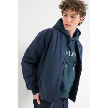 Jacheta bomber cu gluga - Bleumarin