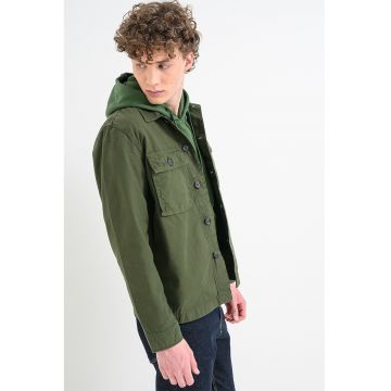 Jacheta-camasa cu guler clasic Utility - Verde inchis