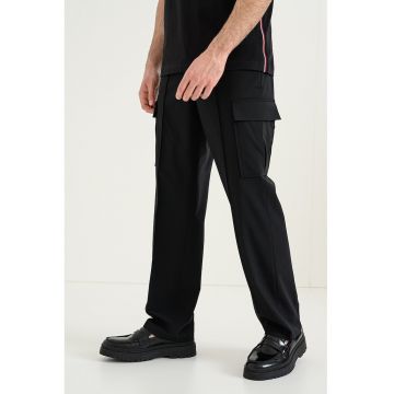 Pantaloni cargo cu croiala dreapta - Negru