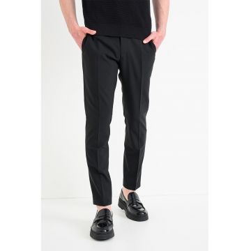 Pantaloni slim fit din amestec de lana - Negru
