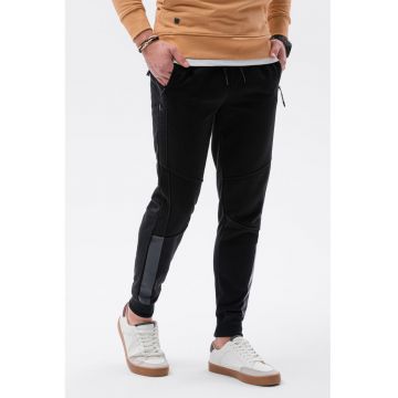 Pantaloni sport cu buzunare cu fermoar - Negru