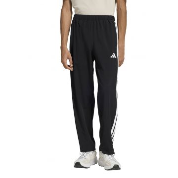Pantaloni sport cu buzunare laterale si capse la terminatii - Negru