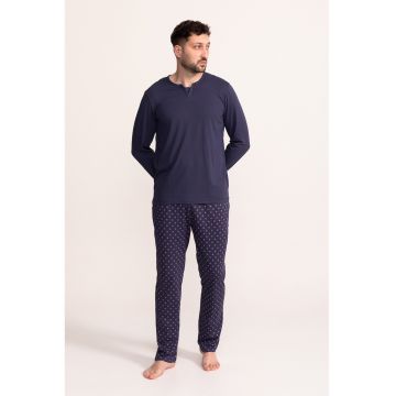 Pijama cu maneci lungi Oliver - Bleumarin