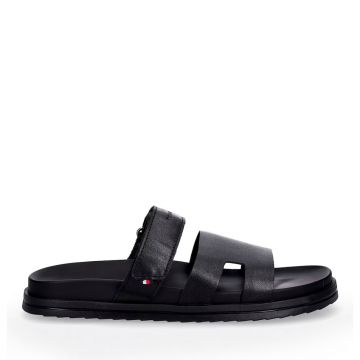Saboți bărbați Tommy Hilfiger negri din piele 3411BST5773N