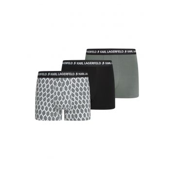 Set de boxeri cu imprimeu logo - 3 perechi - Negru/Gri/Verde feriga