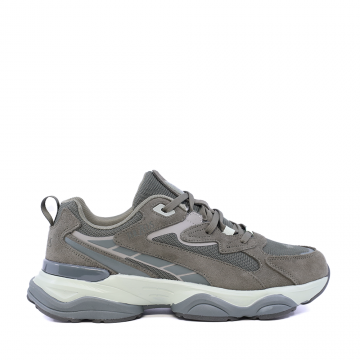 Sneakers bărbați Thezeus verde khaki din piele întoarsă și textil  3731BPS3211VV
