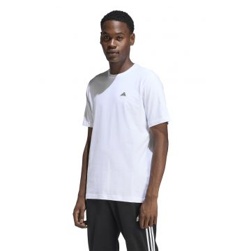 Tricou cu decolteu la baza gatului si logo Icon - Alb