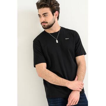 Tricou cu logo metalic Adjust - Negru/Argintiu