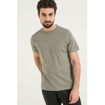 Tricou de bumbac cu decolteu la baza gatului - Verde pal