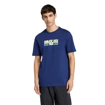 Tricou de bumbac cu imprimeu grafic pe piept - Galben/Bleumarin