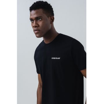 Tricou de bumbac cu logo pe piept - Negru