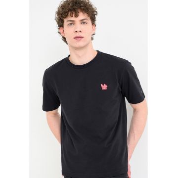 Tricou de bumbac cu monograma discreta - Negru