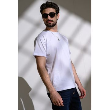 Tricou de bumbac Norm - Rosu/Alb optic