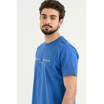 Tricou din bumbac cu broderie logo - Turcoaz