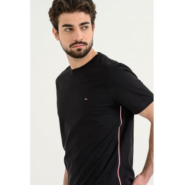 Tricou din bumbac cu logo brodat - Negru