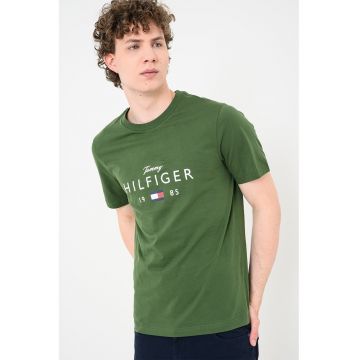 Tricou regular fit cu imprimeu logo - Verde