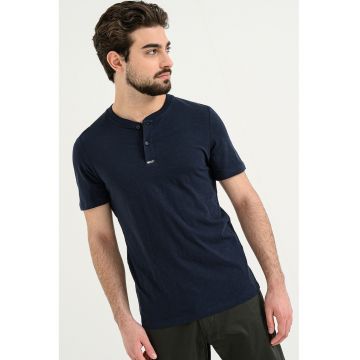 Tricou regular fit de bumbac - Bleumarin